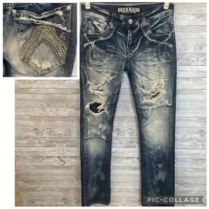 Buckaroo Original Vintage Mens 30x32 Jeans‎ Distressed Whiskered Studded Cotton